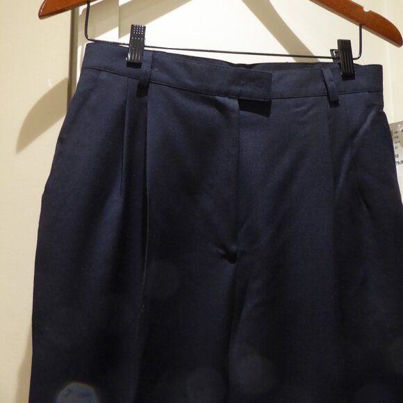 Wide Leg Navy 100% Wool Trousers, Size 10 - New with Tags - Picture 1 of 7